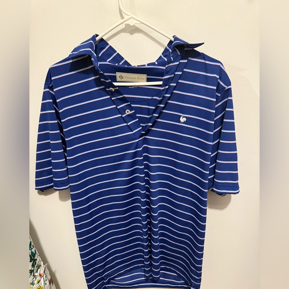 Donald Ross size small Blue Striped Polo Shirt